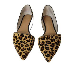 J Crew Calf Hair Leopard Print Leather Zoe D'orsay Flats 12 M F5317 Pointed Toe